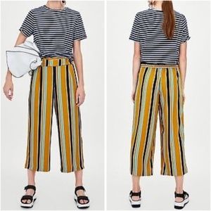 2- For- $20! ZARA TRF Mustard Striped Culotte - SALE